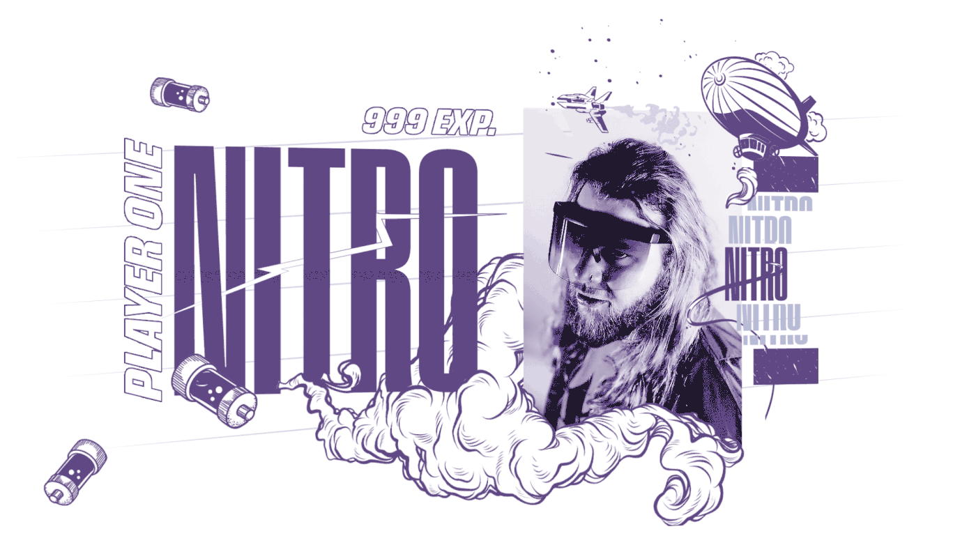 Animated illustration with the picture of the rapper Nitro.