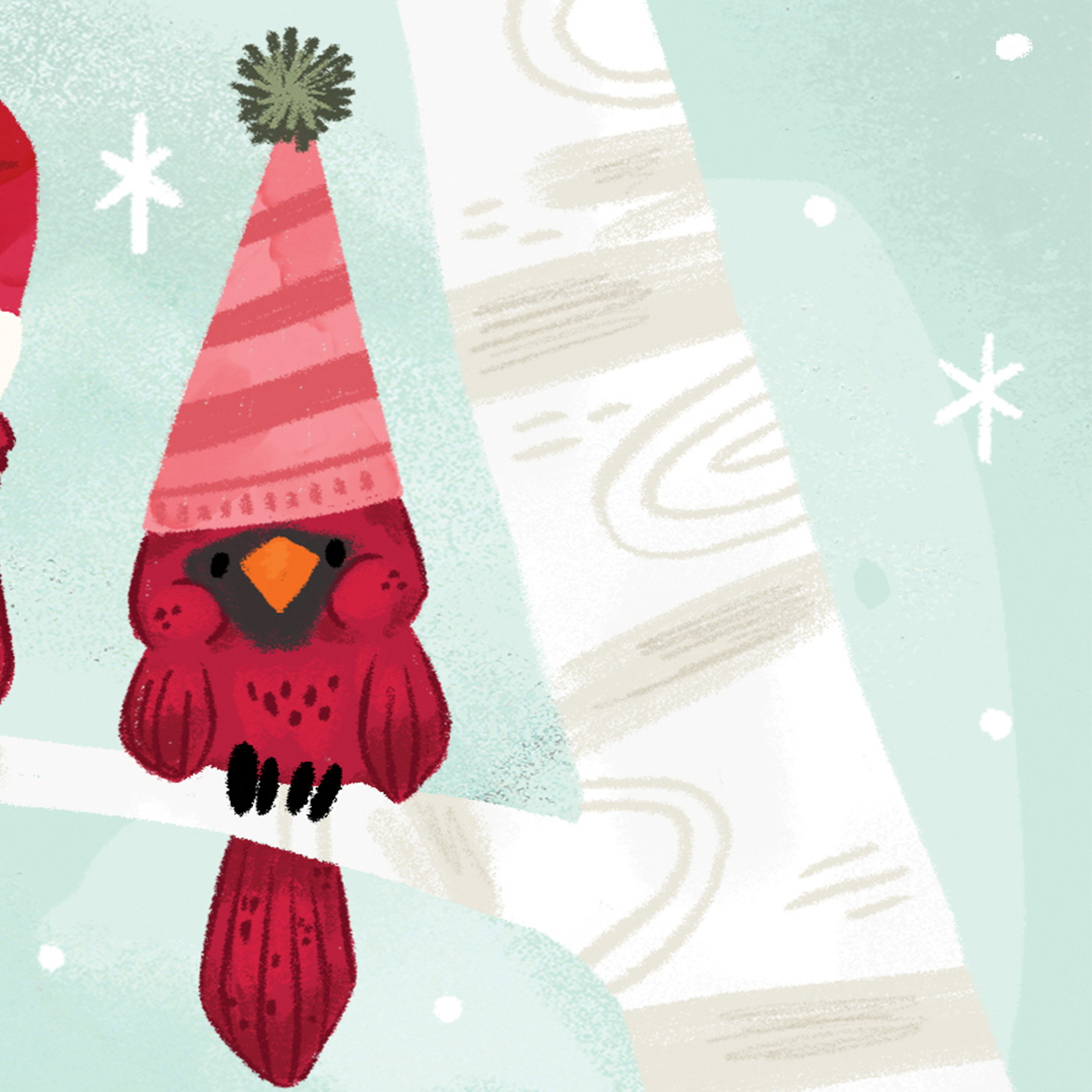 birds cardinal Cardinals Christmas christmas card festive HAND LETTERING Holiday ILLUSTRATION  lettering