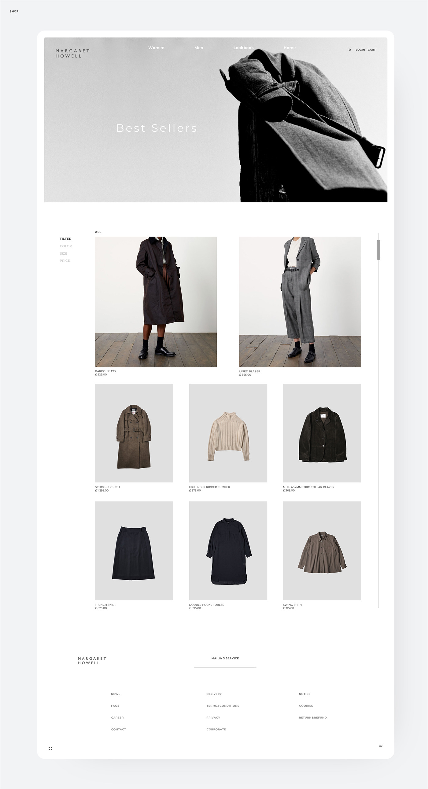 Clothing Fashion  interaction margarethowell MHL minimal Style uxui Webdesign womenwear