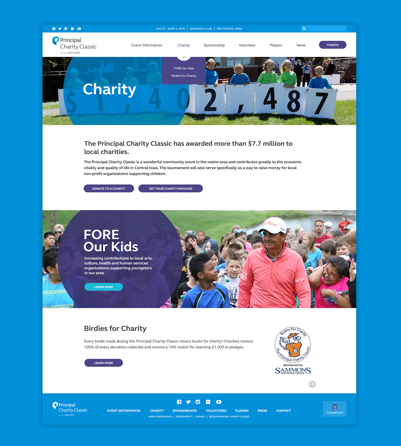 golf Tournament Website charity blue purple