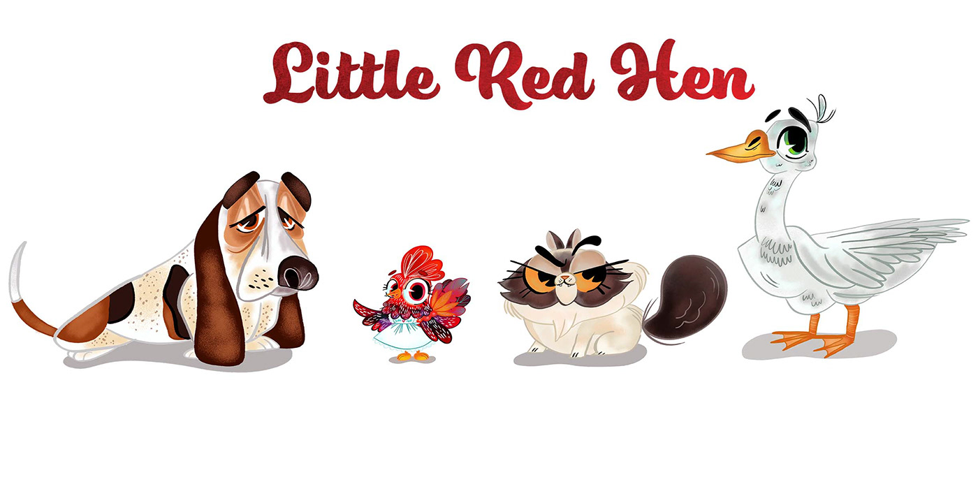 Character design  children's book Digital Art  Drawing  Fables ILLUSTRATION  little red hen
