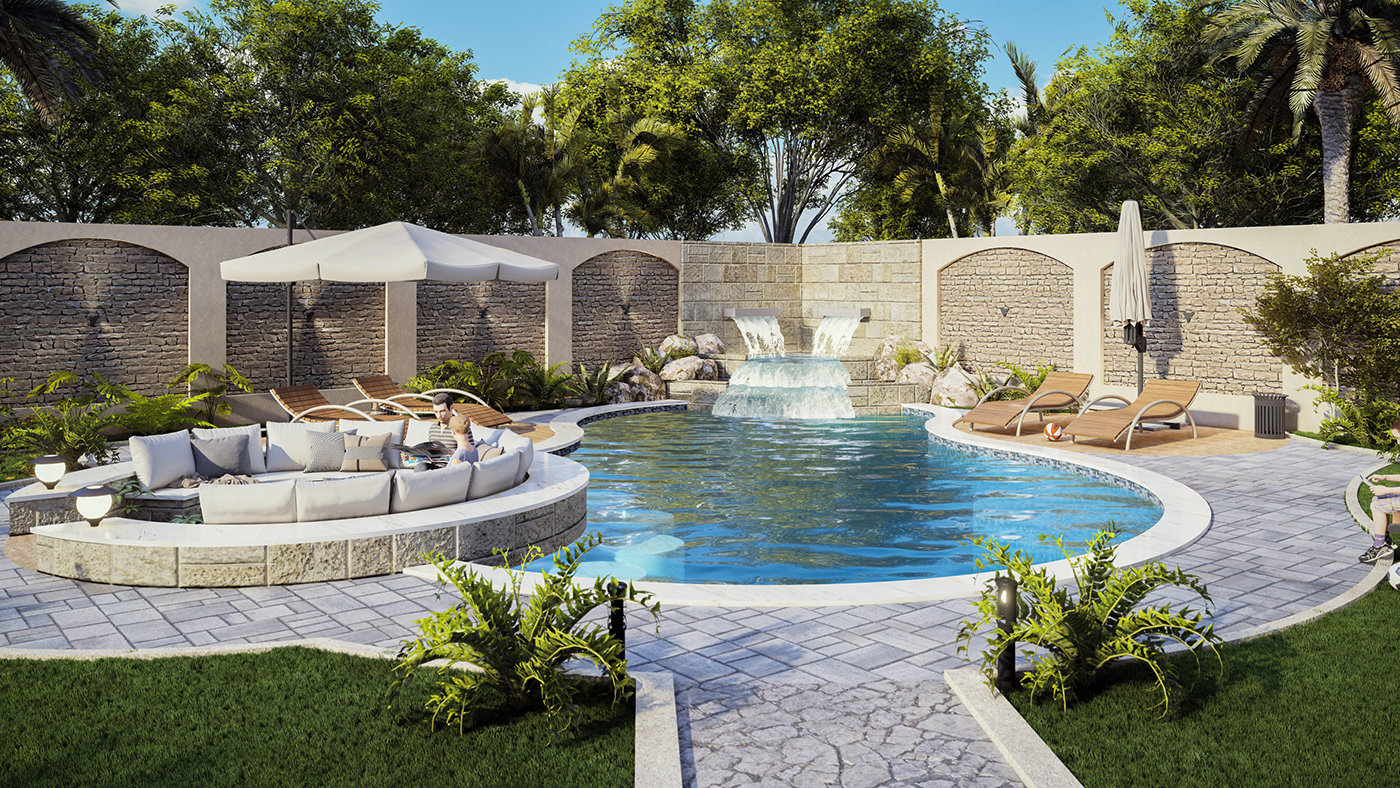 swimming pool Landscape Nature Villa design resort Coast garden Landscape Design exterior