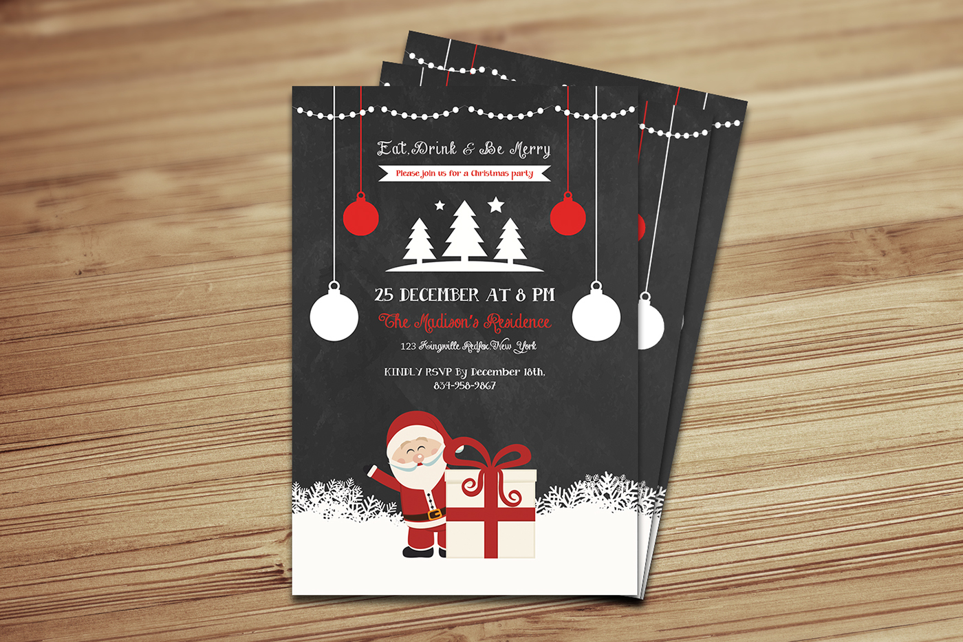 Christmas Invitations Template Chalkboard Christmas Party