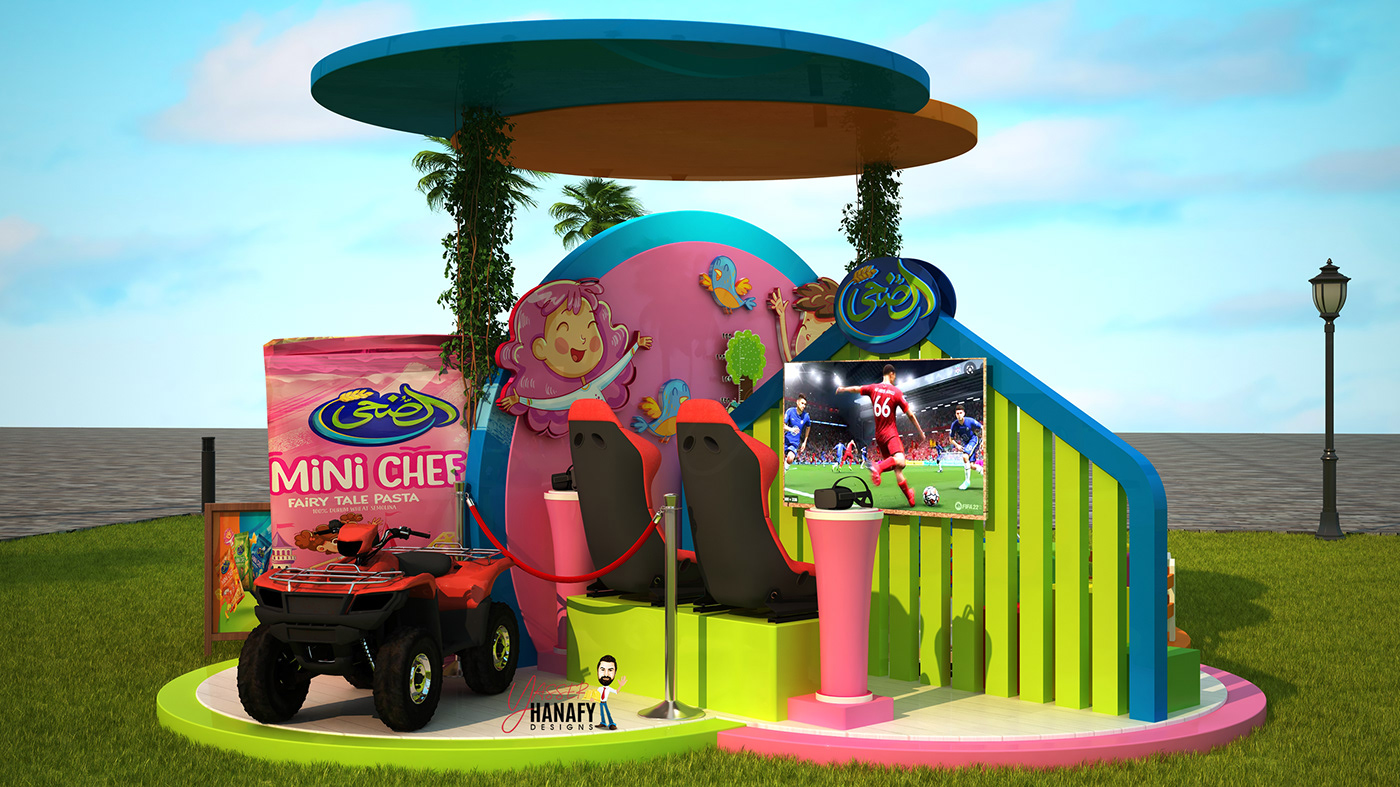 3D aldoha booth Food  Games kitchen mini chef Outdoor Stand yasser hanafy