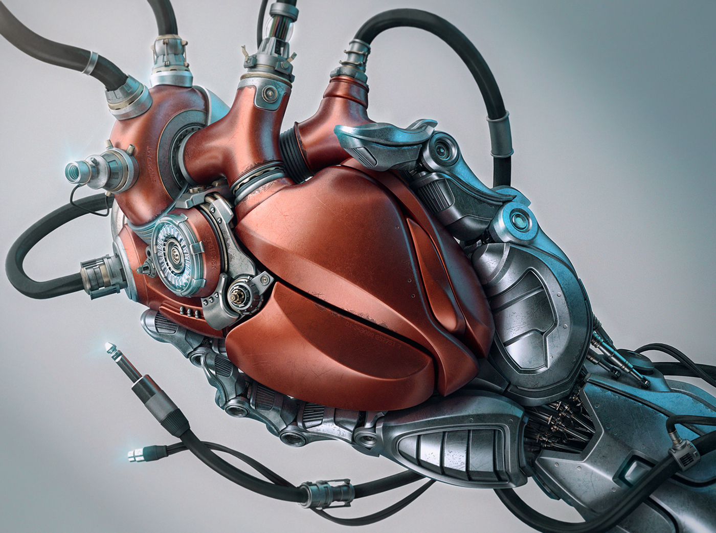 robot CGI mechanical heart  3D artificial intelligence heart Digital Art  concept marketing   ads