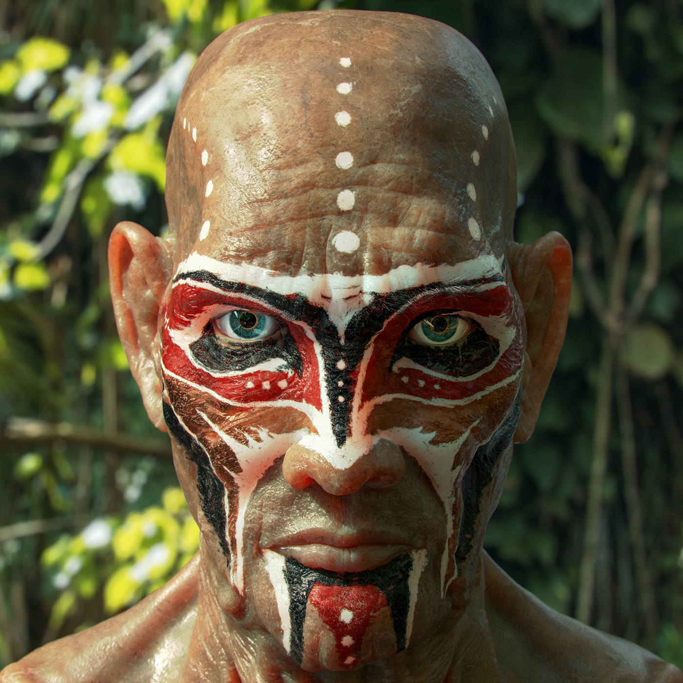 3D head human indian Native Sculpt shaman tribe warpaint warrior
