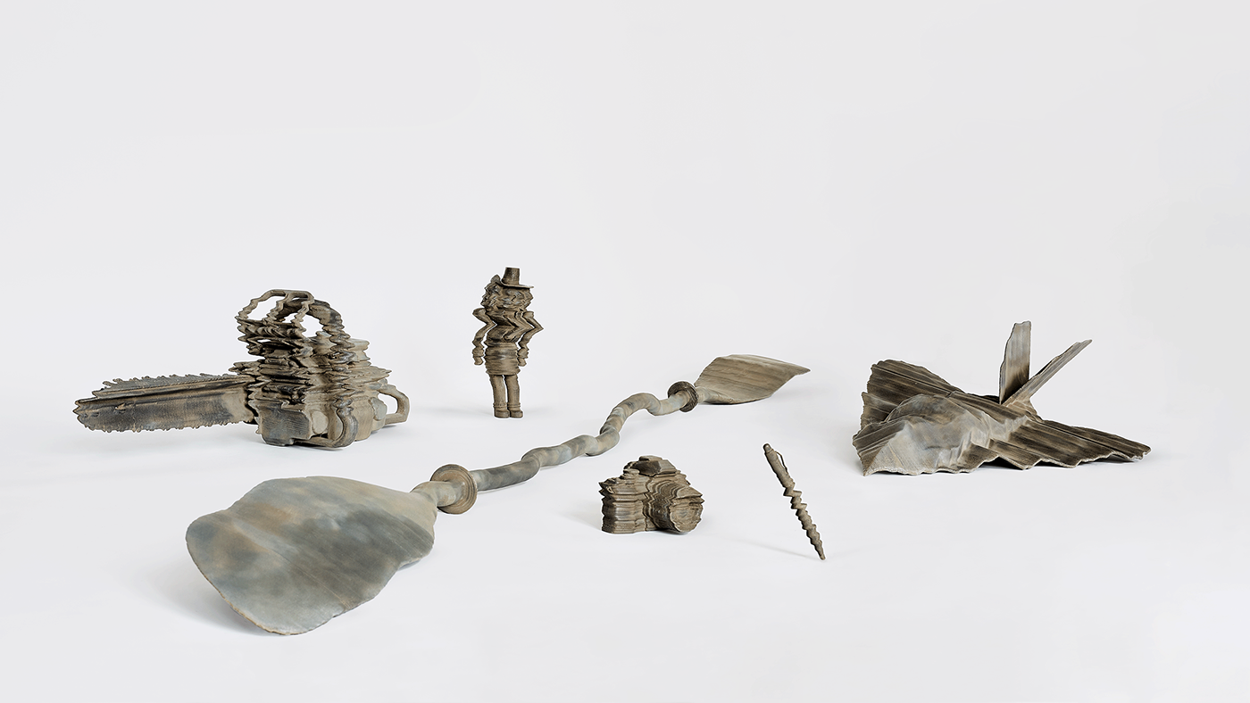 3D printed art objects printed in bronze for Printed by Parkinson's campaign.