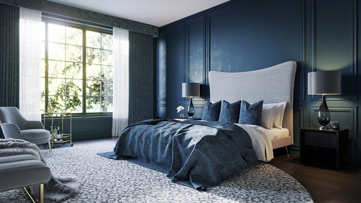 bedroom 3ds max corona render  Interior design