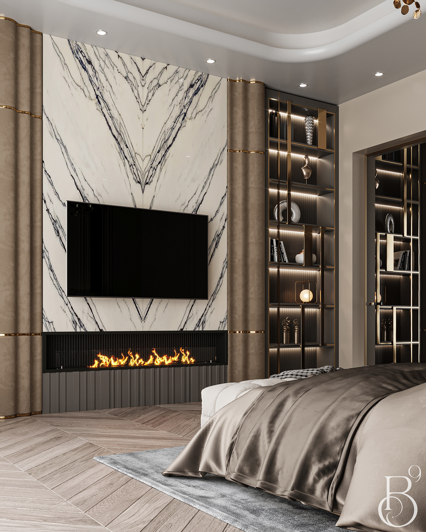 bedroom bedroom design Interior luxury modern interior design  Render 3ds max corona bed