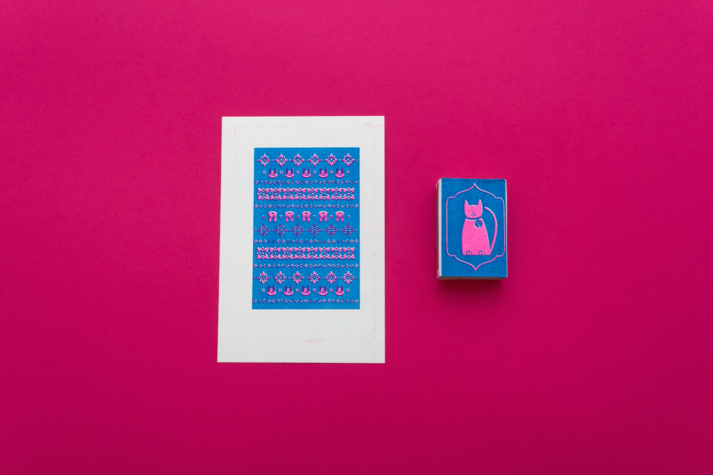 Matches postcard Packaging printdesign Risoprint graphic Christmas kotode Holiday ILLUSTRATION 