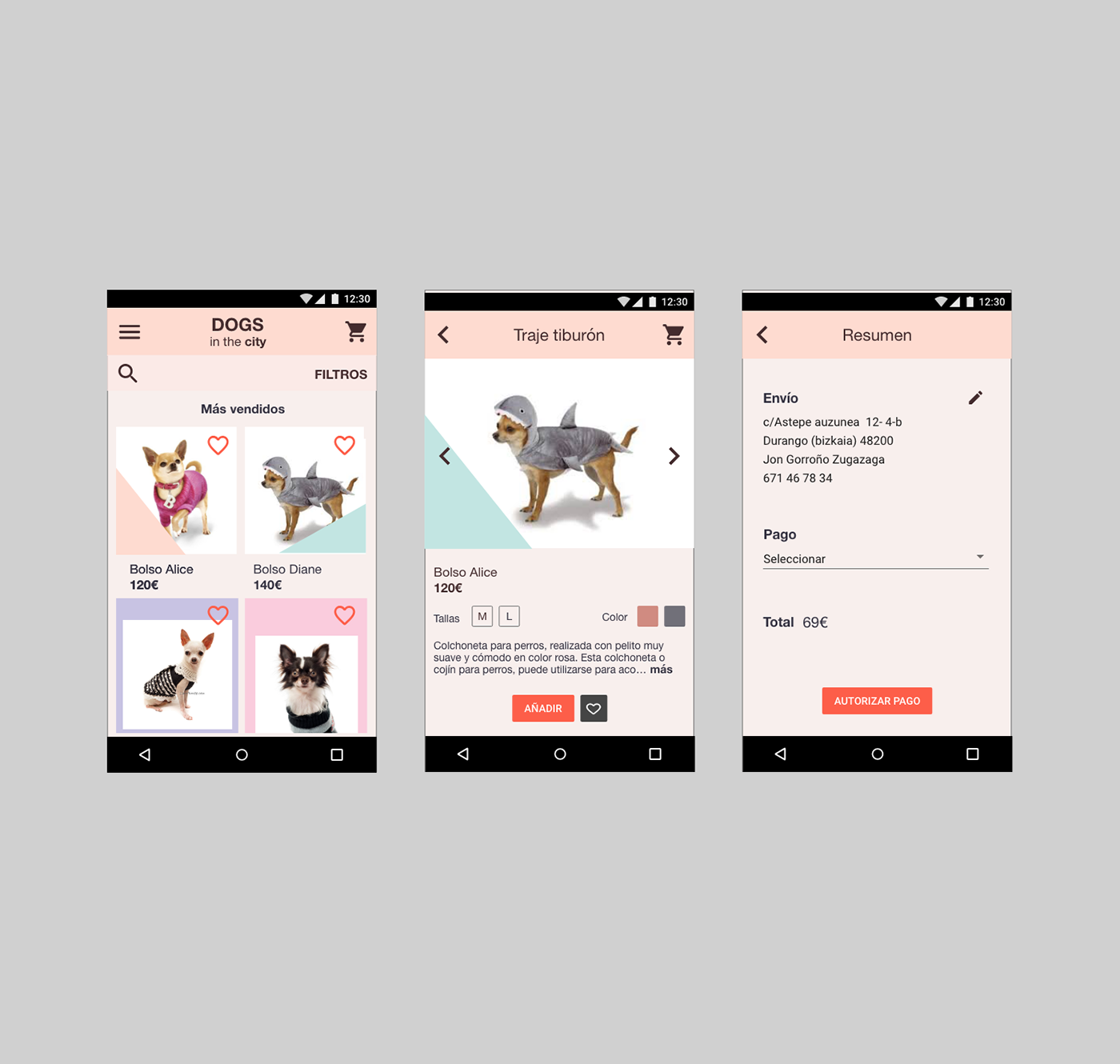 Ecommerce ux UI app chihuahua Pet