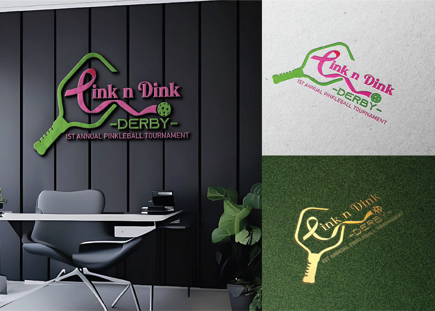 brand identity minimalist logo business marketing   Graphic Designer Logo Design Pink n Dink Derby
