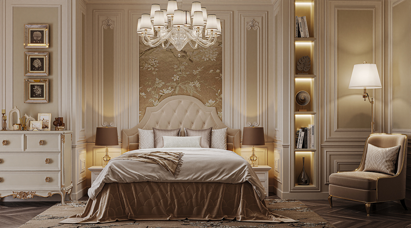 bed interior design  Render neoclassic fendi Wallpaper design Wallpapers designer baku azerbaijan