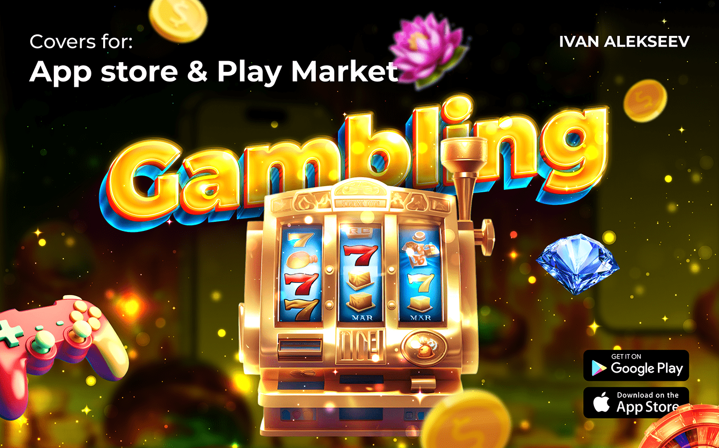 appstore android ios betting casino bet gambling game Digital Art  apps design
