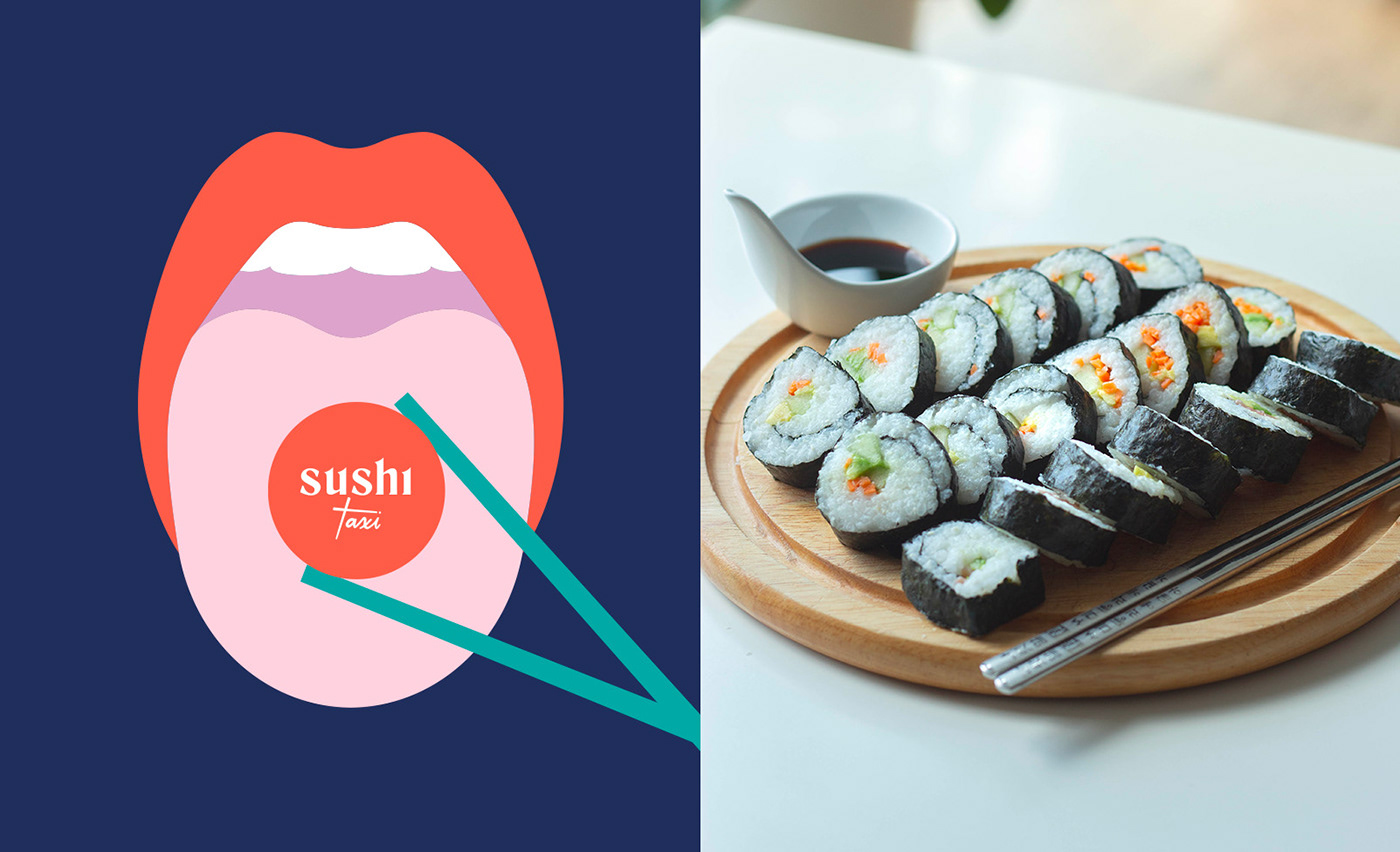 Asian Food branding  identity menu restaurant sticker Sushi
