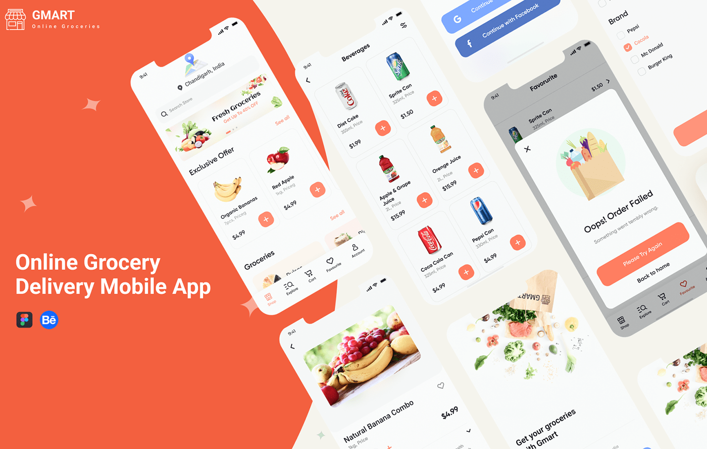 Figma Food  Grocery Mobile app ui design UI/UX