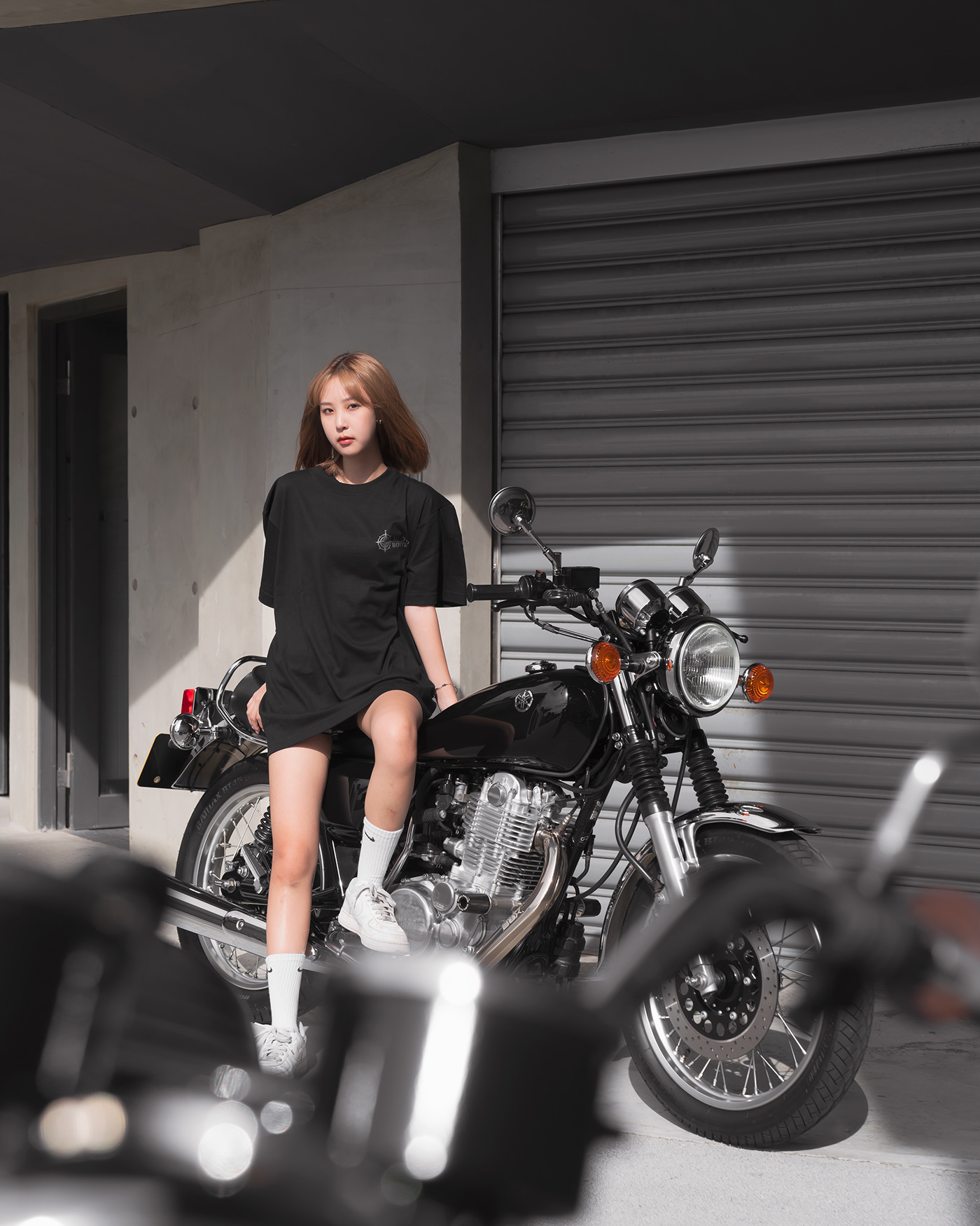 apparel Clothing model motorbike motorcycle photographer Photography  portrait streetwear t-shirt