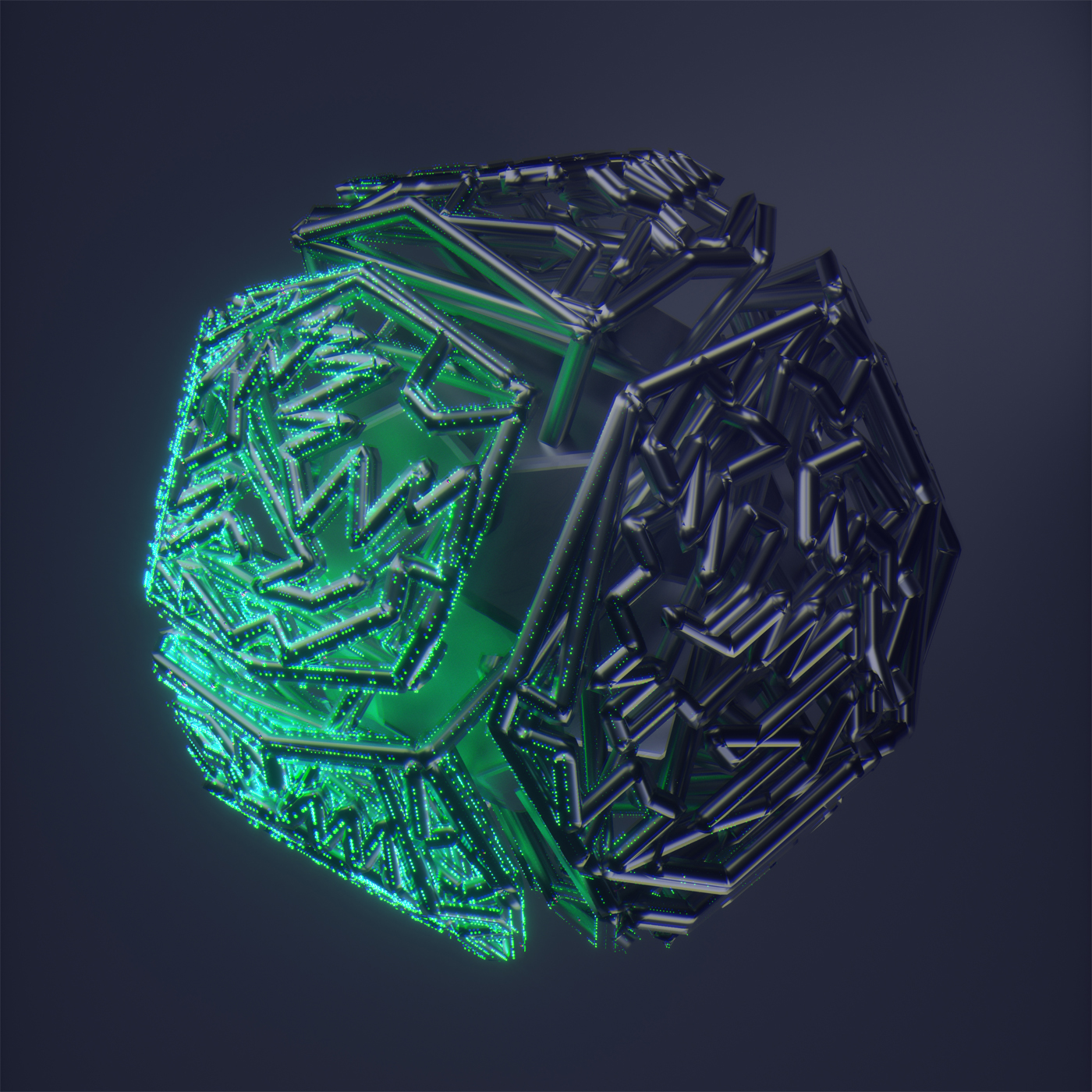 abstract geometry cube sphere pyramid neon dark black Magic   3D
