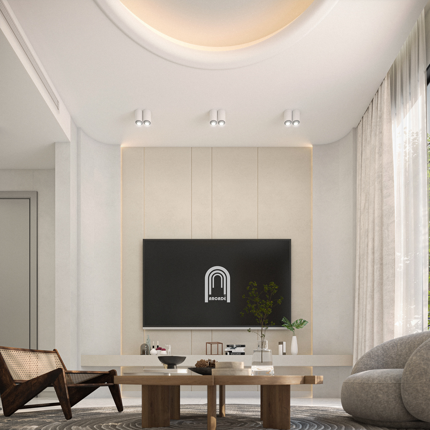 interior design  architecture modern living room kitchen dining room dubai decor CGI UAE