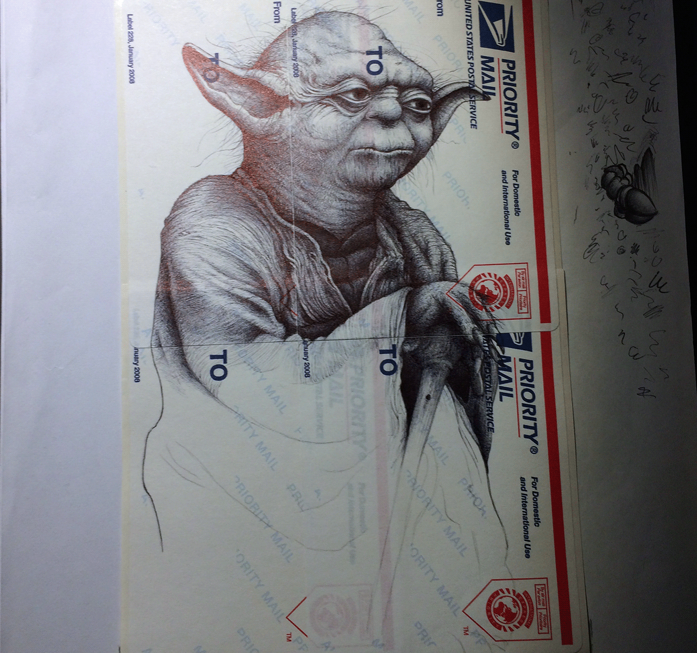 ballpoint pen bic Drawing  hand drawn ink label228 pen portrait slaps yoda