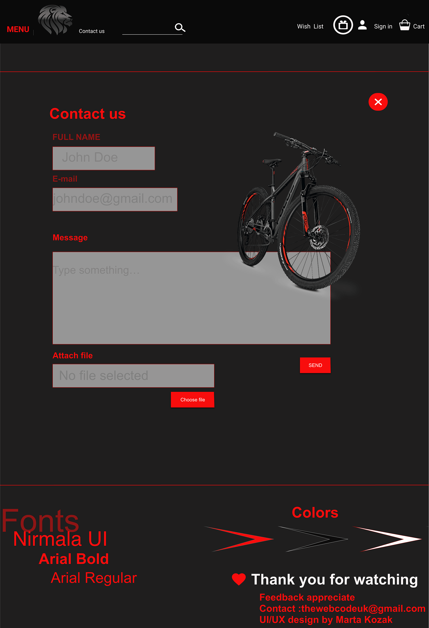 Bike design e-commerce UI/UX