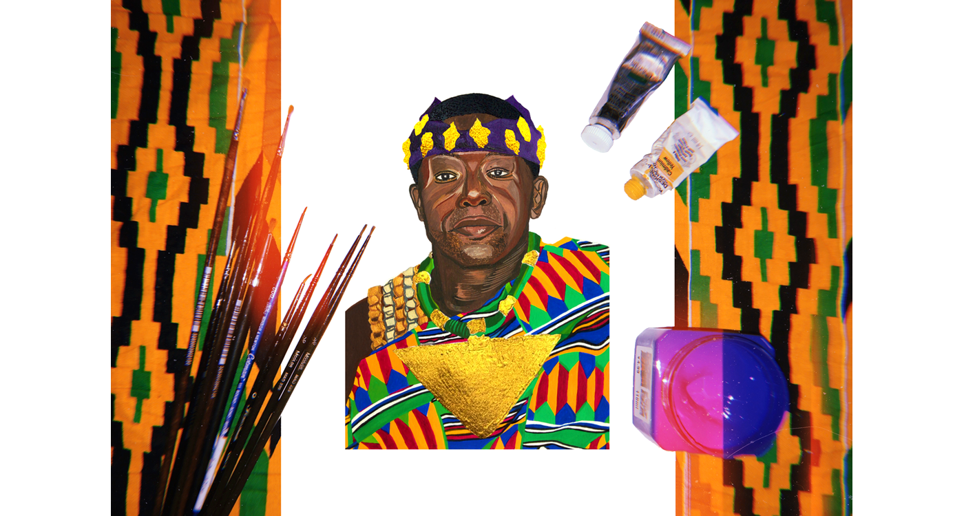 Acrylic Gouache  art Asante kingdom Drawing  fine art Ghana kente painting   print ILLUSTRATION 