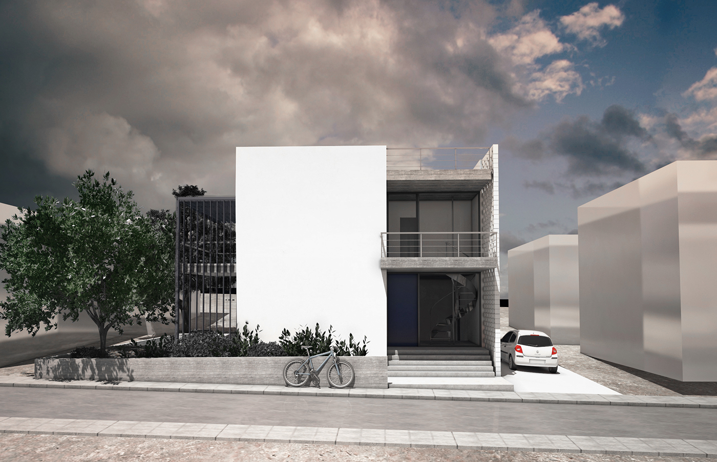 cube house athens cubic White