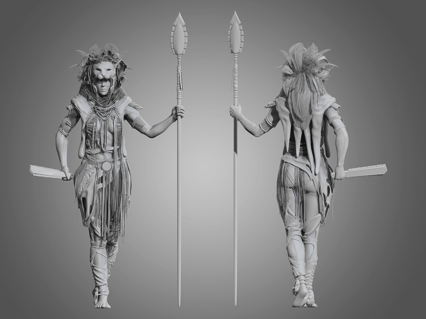 game design Zbrush sculpture modeling digital Mexican culture Render Character