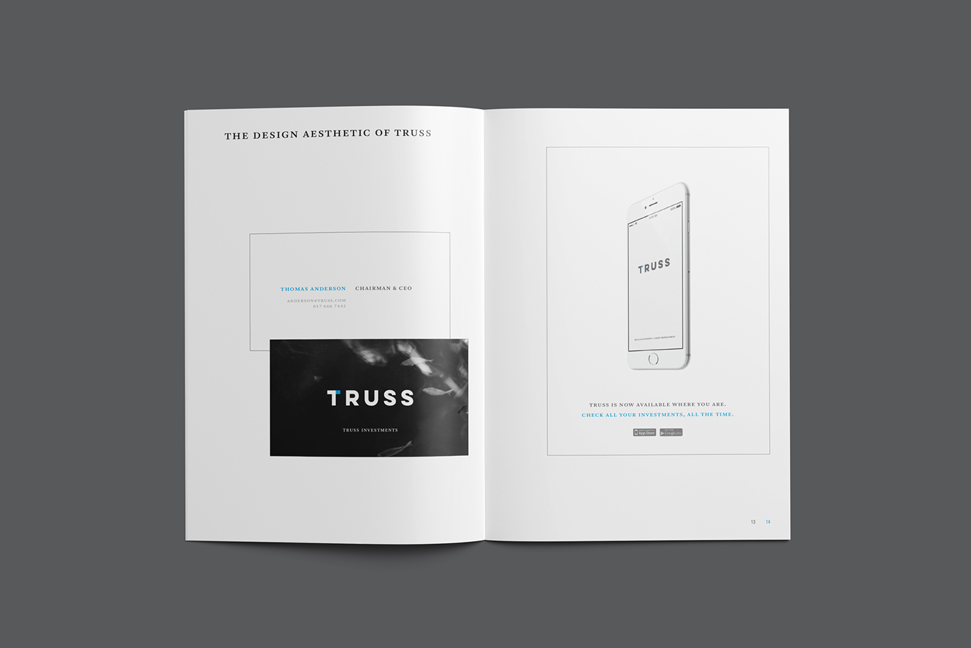truss Investments asset management logo design Layout publication white space grid brochure Style Guide Corporate Identity naming