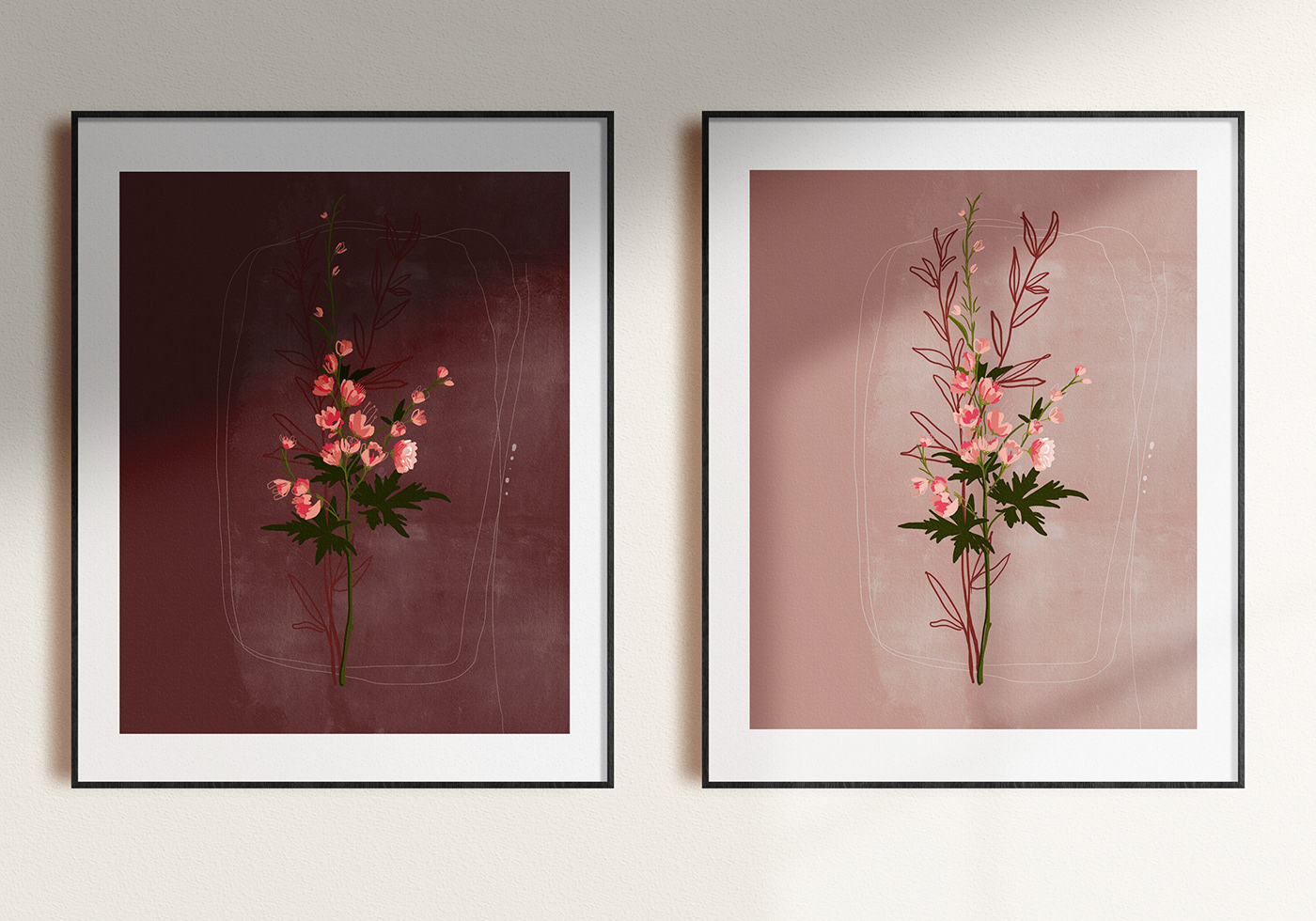 art Digital Art  Drawing  Flowers ILLUSTRATION  pink Retro