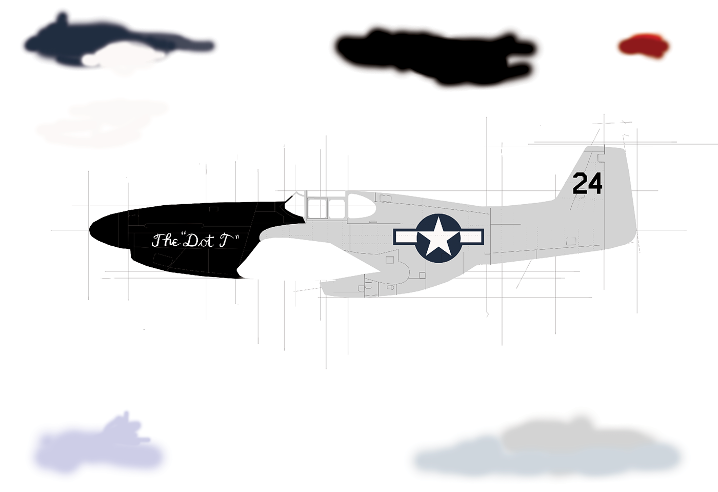 WWII P-51 Mustang fighter plane John Mollison ww2 airplane aviation art Aircraft profile apple pencil
