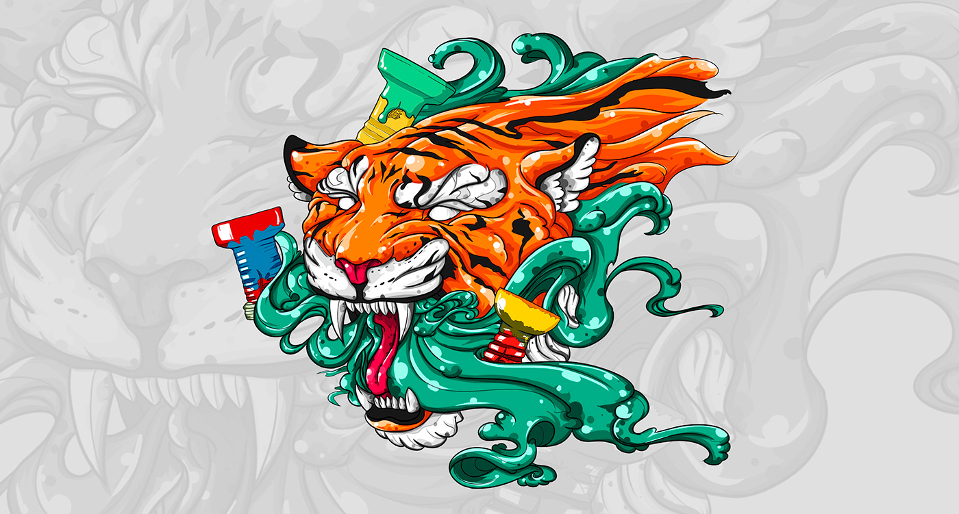 bengala bowl cachimba color fury hookah ILLUSTRATION  shisha smoke tiger