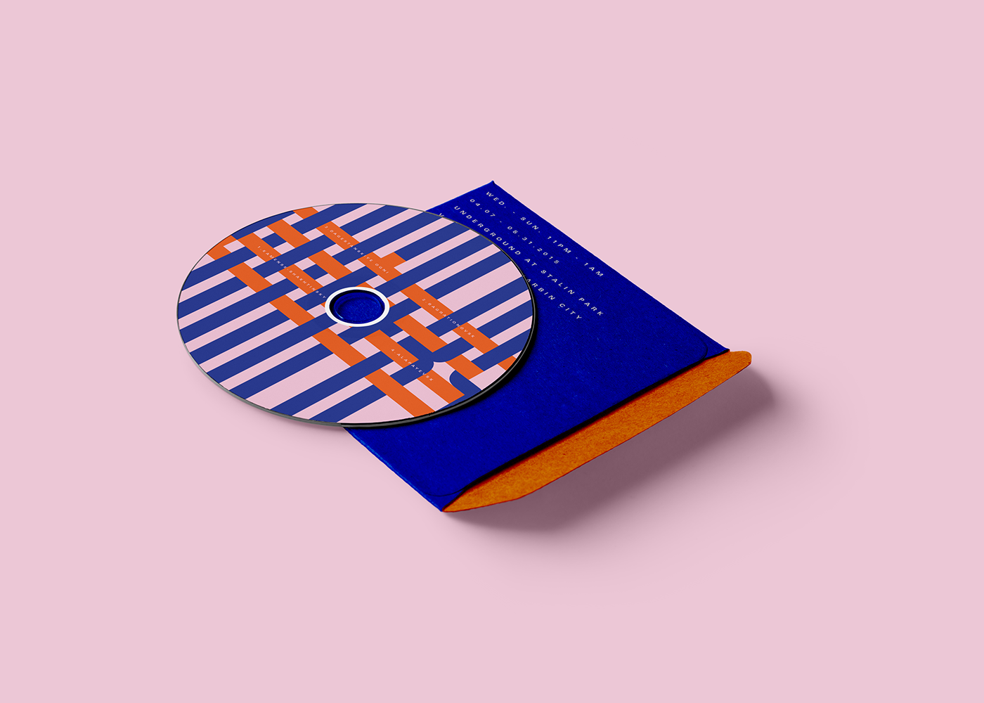 pink poster type postcard cd disk mock up blue