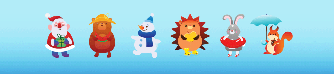 cartoon adobe illustrator digital illustration toy children kids cute seasons calendar