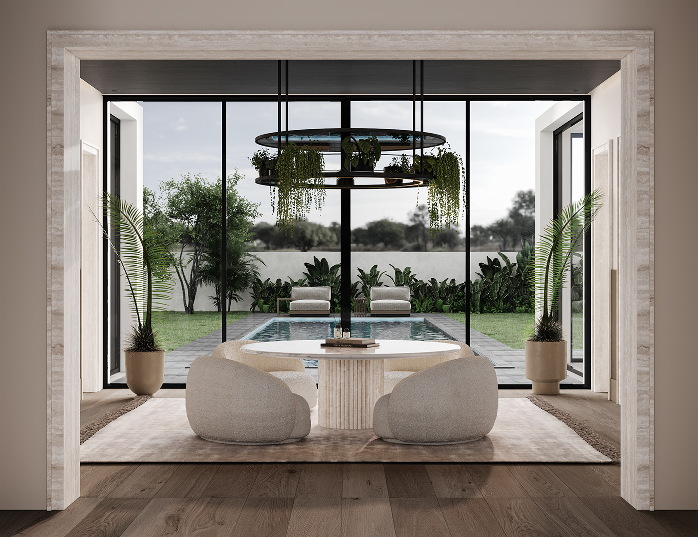 Villa interior design  visualization modern dining dining table furniture design  Interior design wood