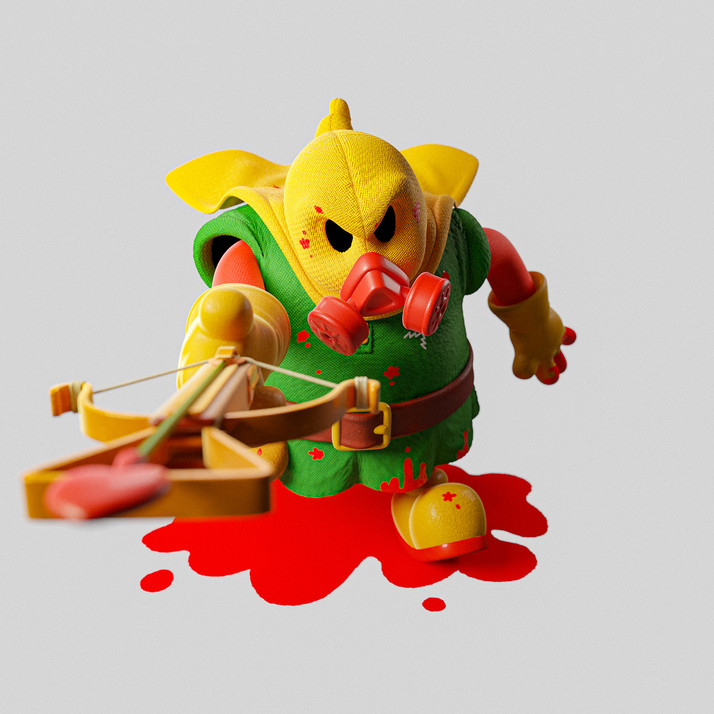 3D apocalypse blood cartoon Character design  dark digital illustration Hero hunter zombie