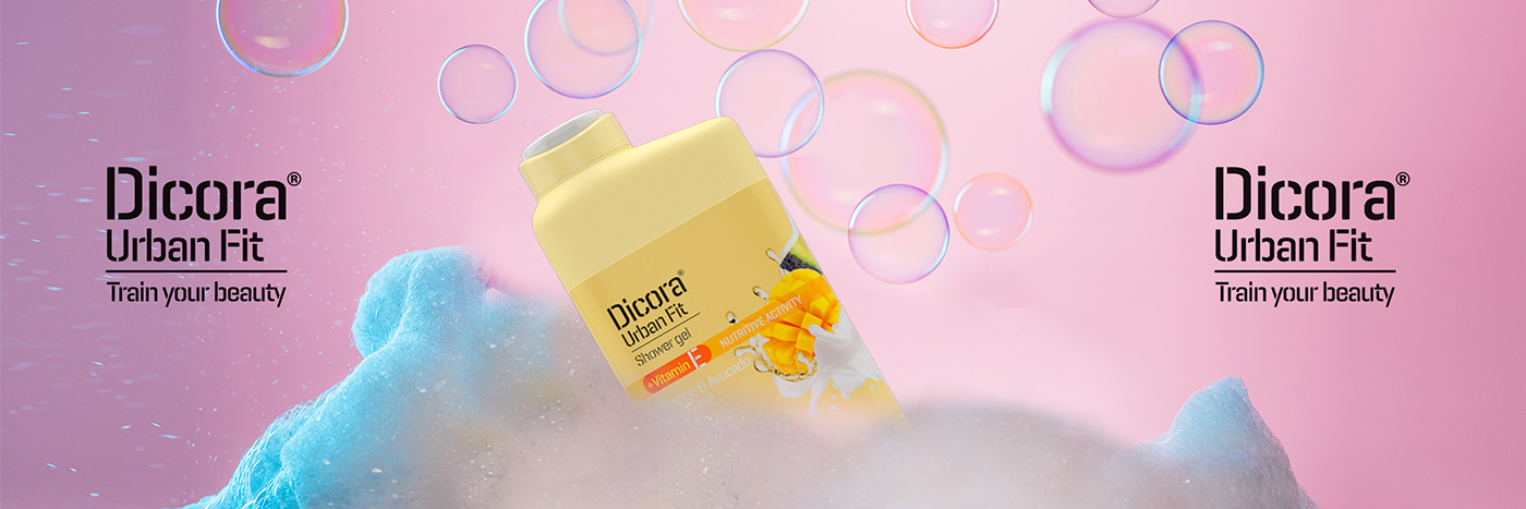Advertising  Dicora Garphic design hand gel products manipulation shampoo shipl shower gel soap Social media post