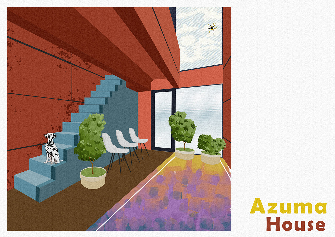 architecture illustration Tadao Ando Azuma House reimagined artwork digital illustration concept art