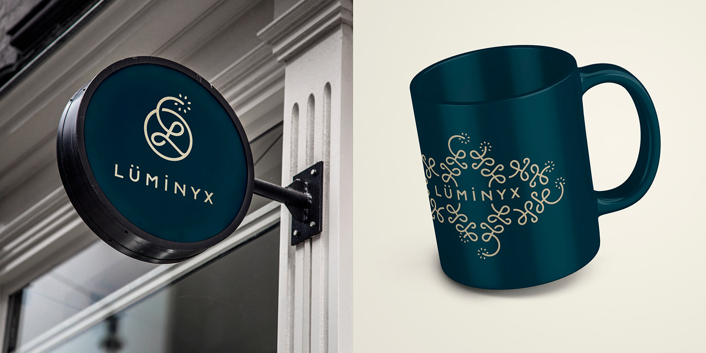 Outdoor signage and mug design for Luminyx corporate identity