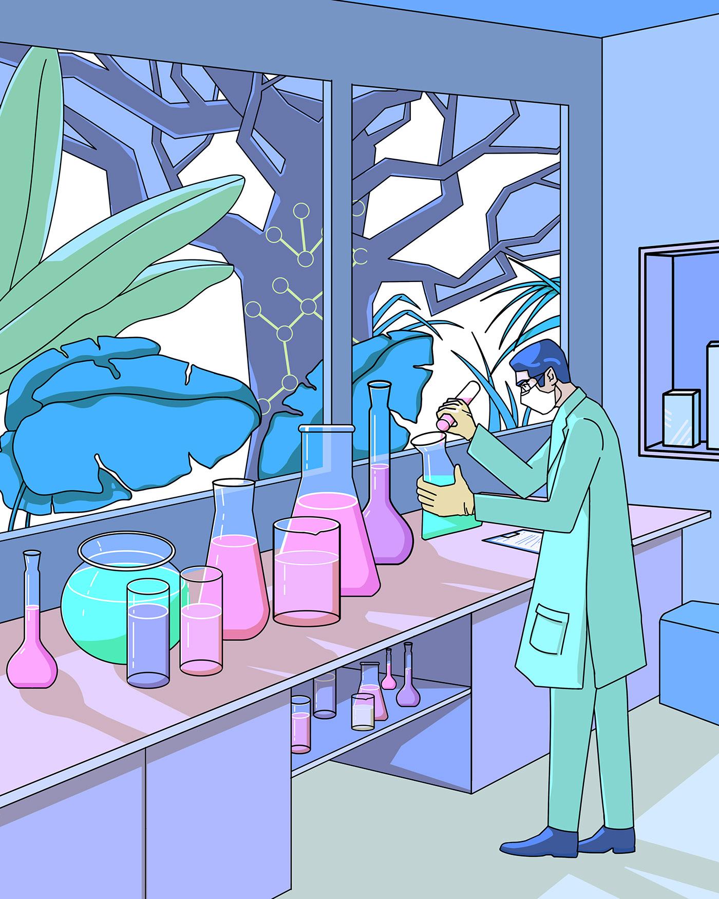 арт ILLUSTRATION  lab science chemistry chemist medicine Health digital illustration