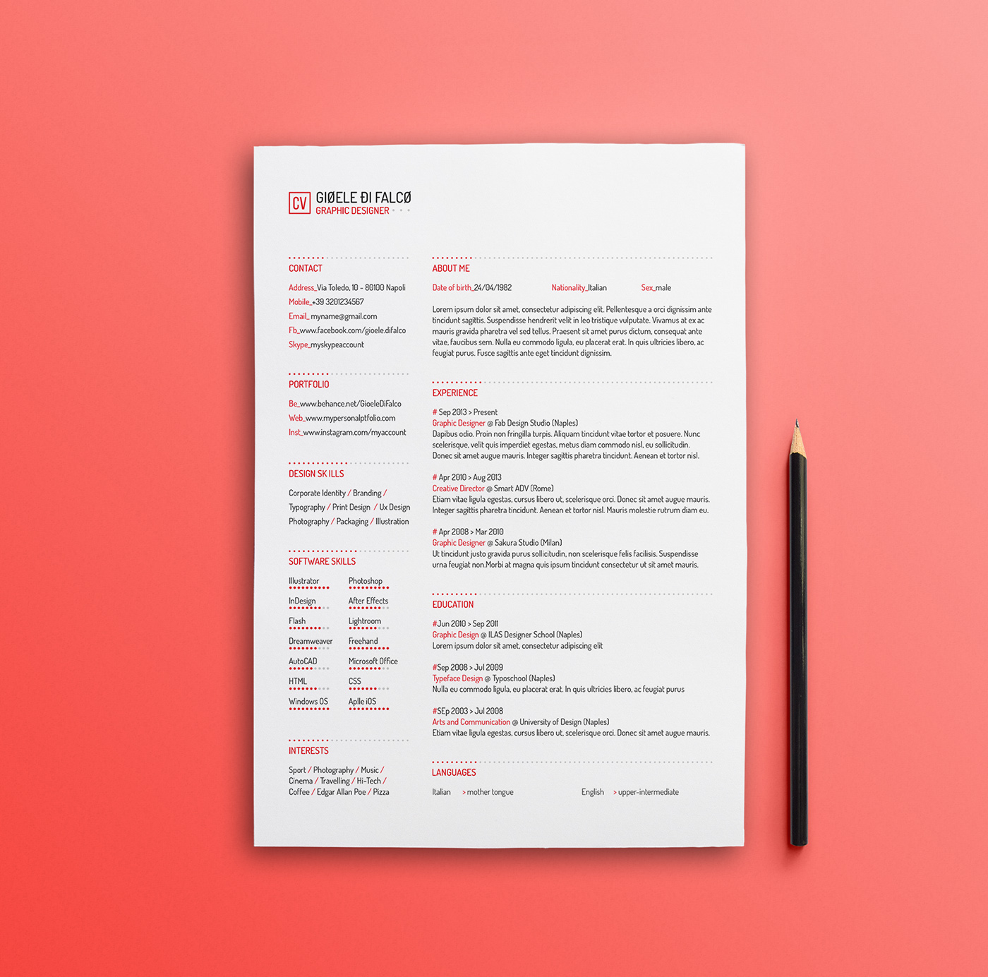 Resume template free CV Curriculum Vitae personal design minimal clean professional creative
