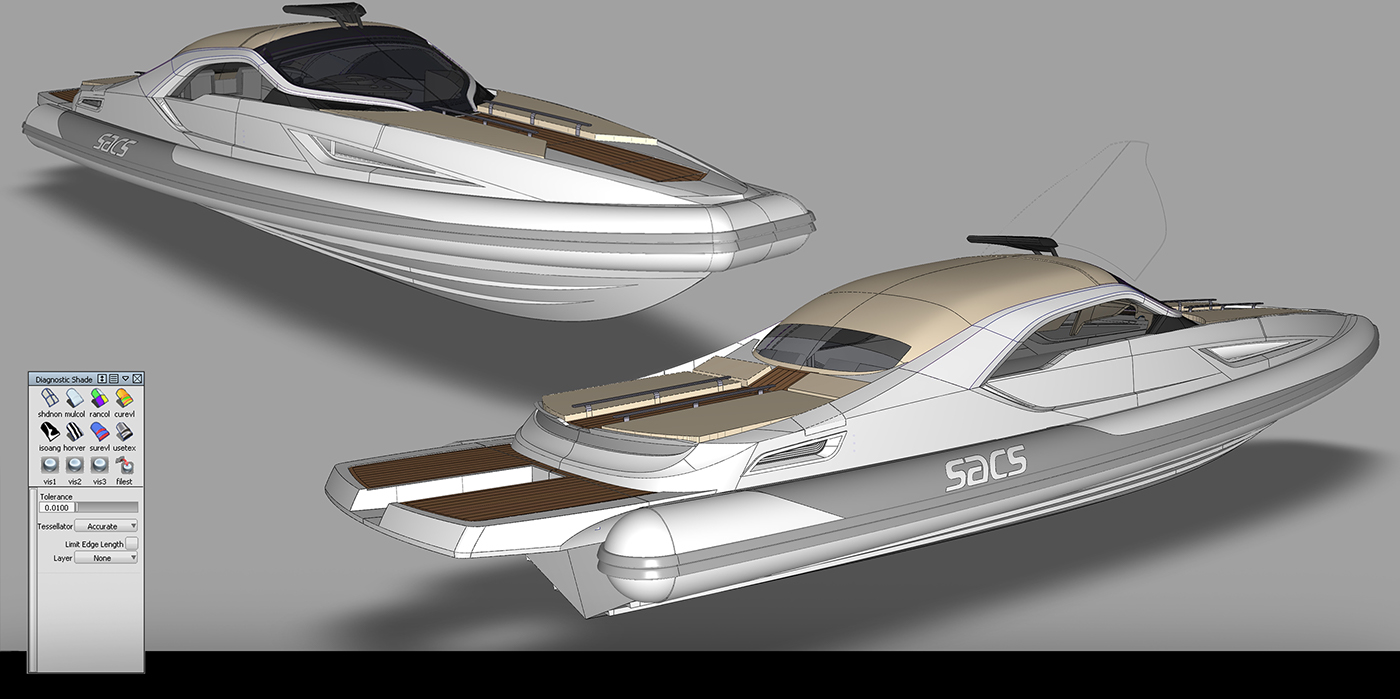 Lancia Speedboat Martini yacht 3D Alias sketches boat