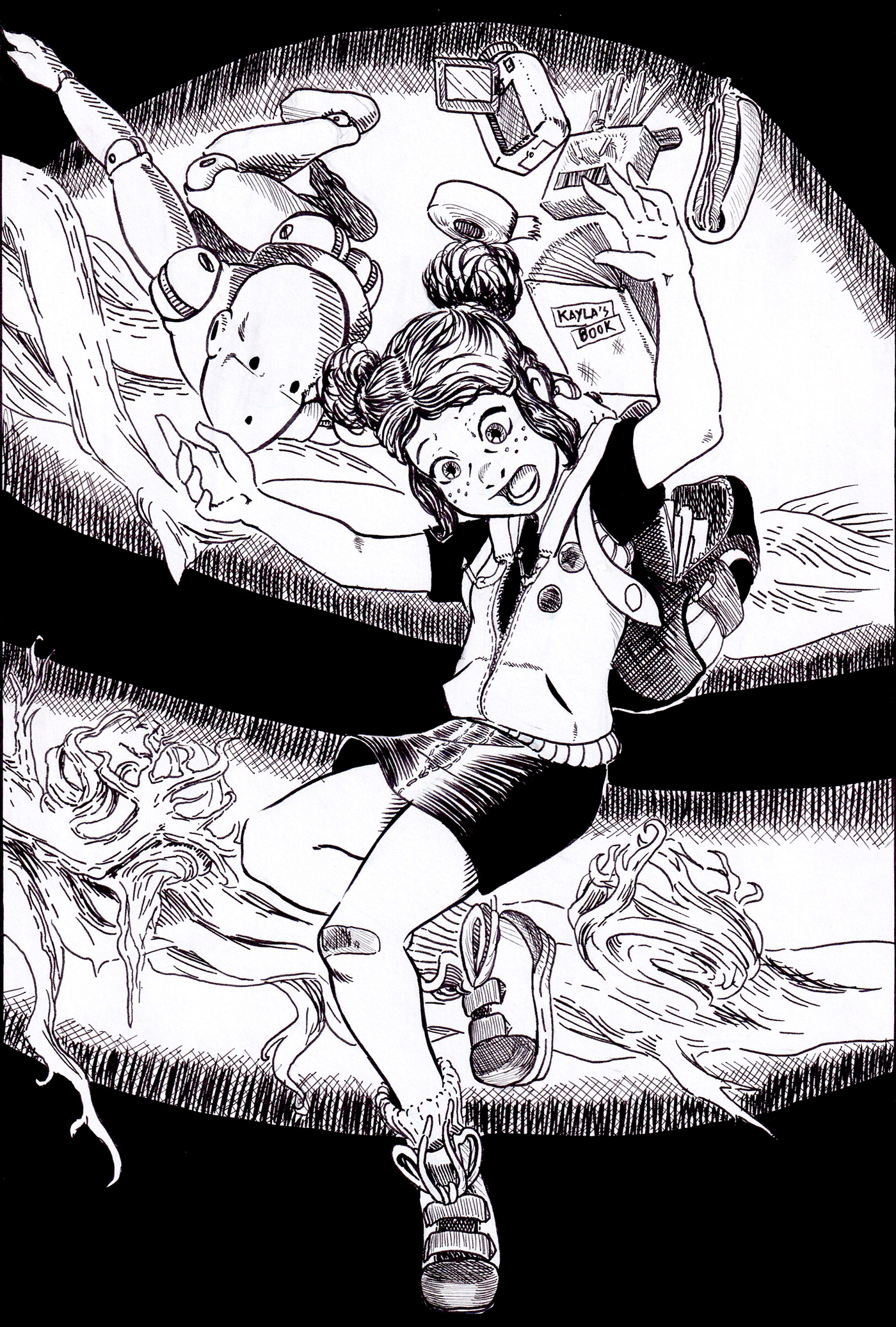TRADITIONAL ART Manga Style black and white ILLUSTRATION  comic art comic cartoon charcater design