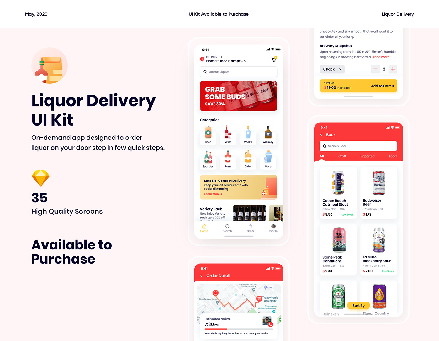 app delivery Ecommerce liquor on-demand Beer Delivery App delivery app food delivery Liquor Delivery App ui kit