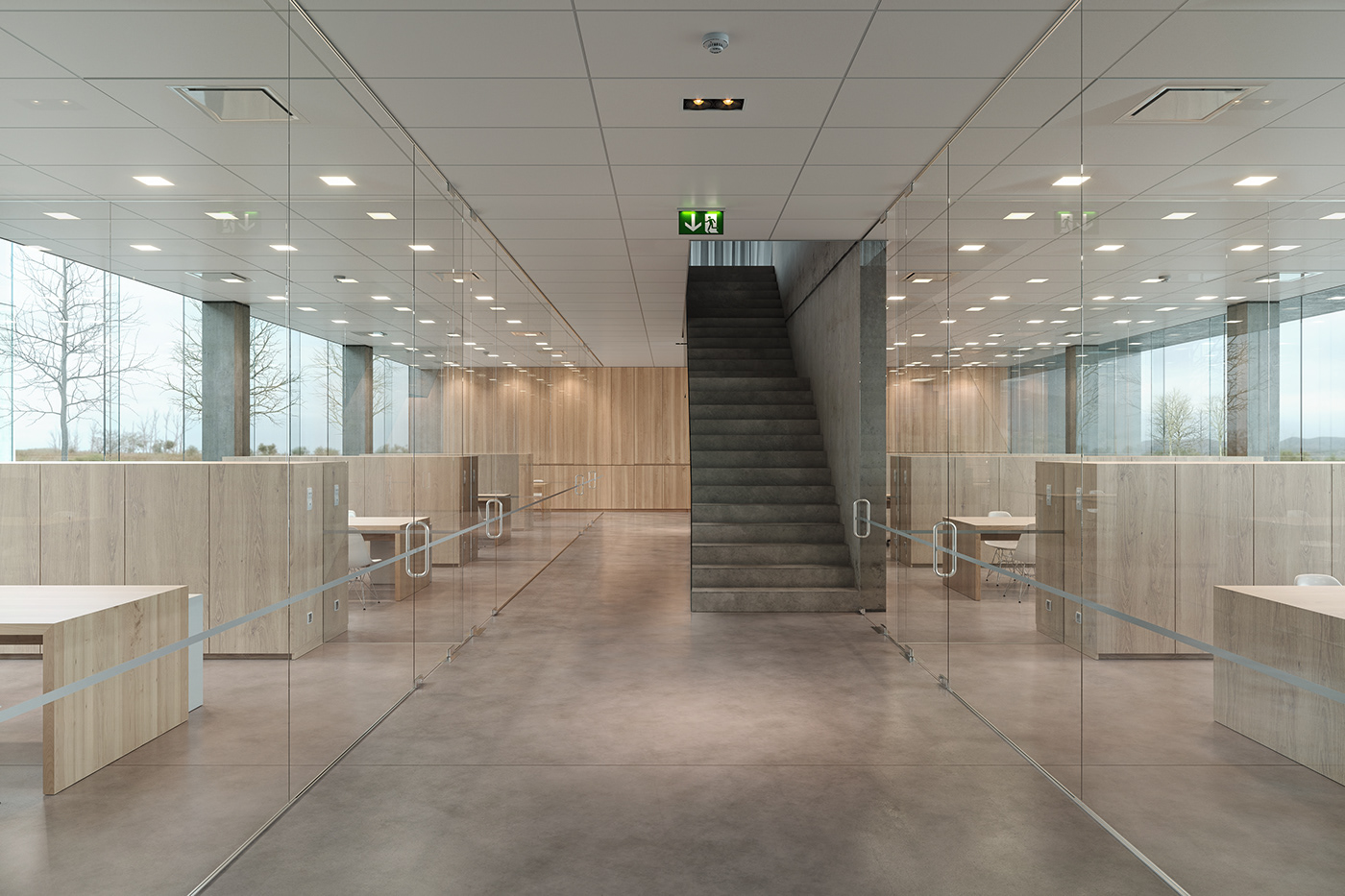 3ds max architecture archviz corona exterior visualization Commercial Architecture concrete Office showroom