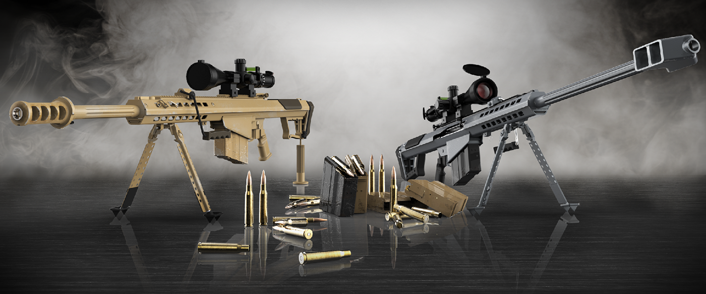 barrett M107 m82 rifle 3d modeling Solidworks keyshot