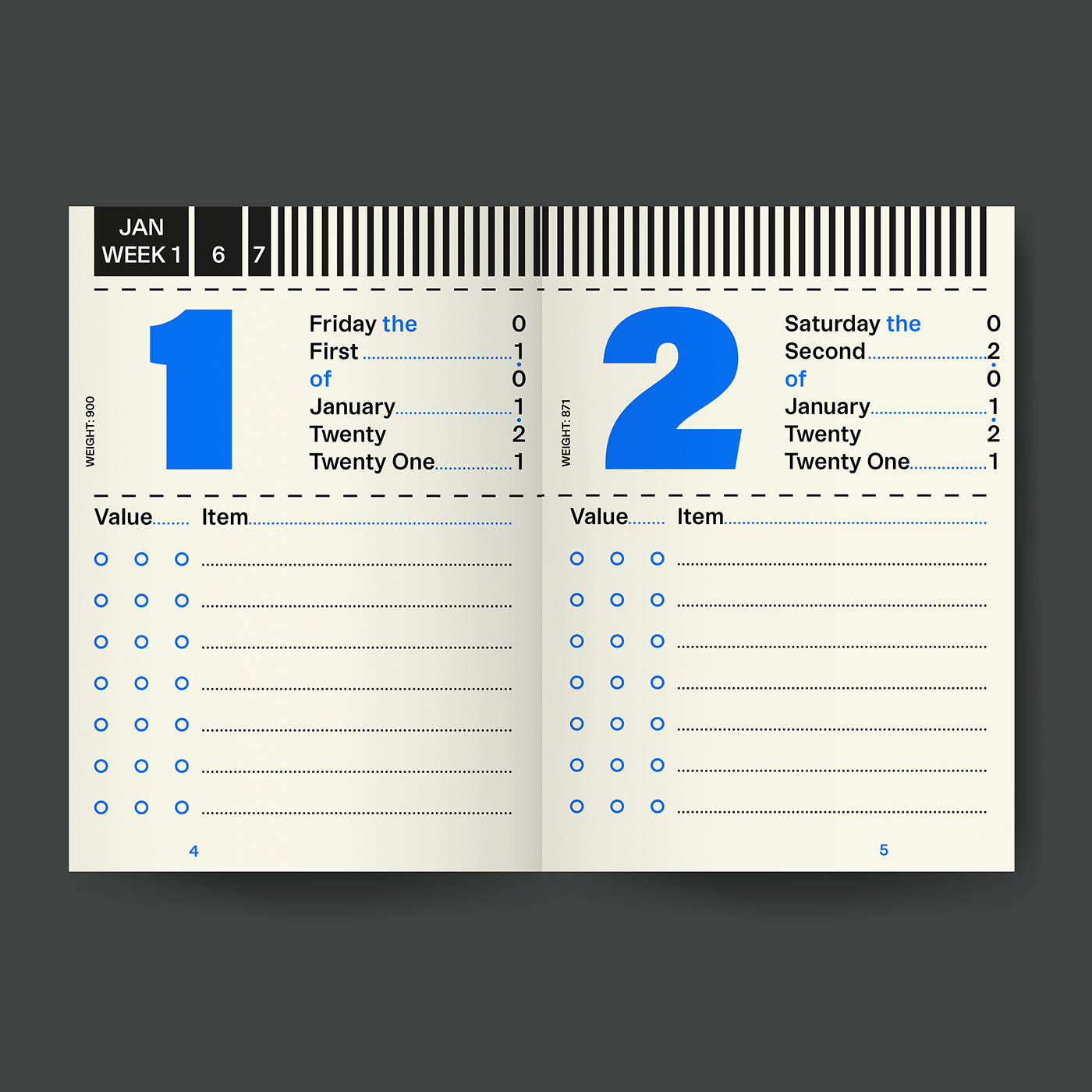 agenda Competition editorial Munken planner time typography   Variable Font