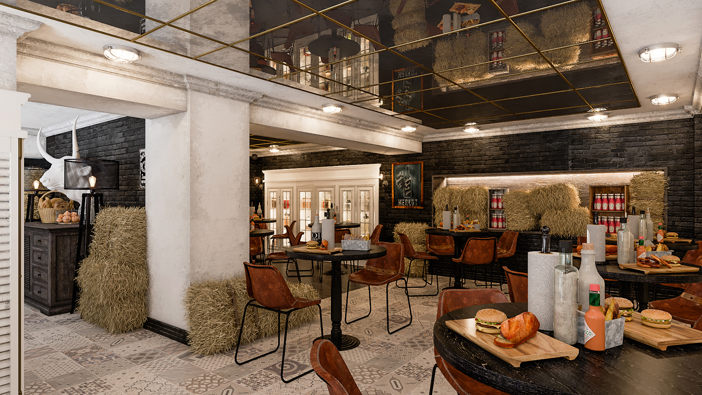JROO cafe bar yalta isikov Interior design corona LOFT bull
