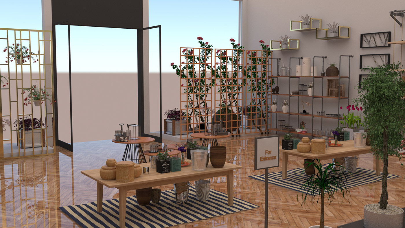3ds max architecture flower houseplant interior design  modern Plant Render visualization vray