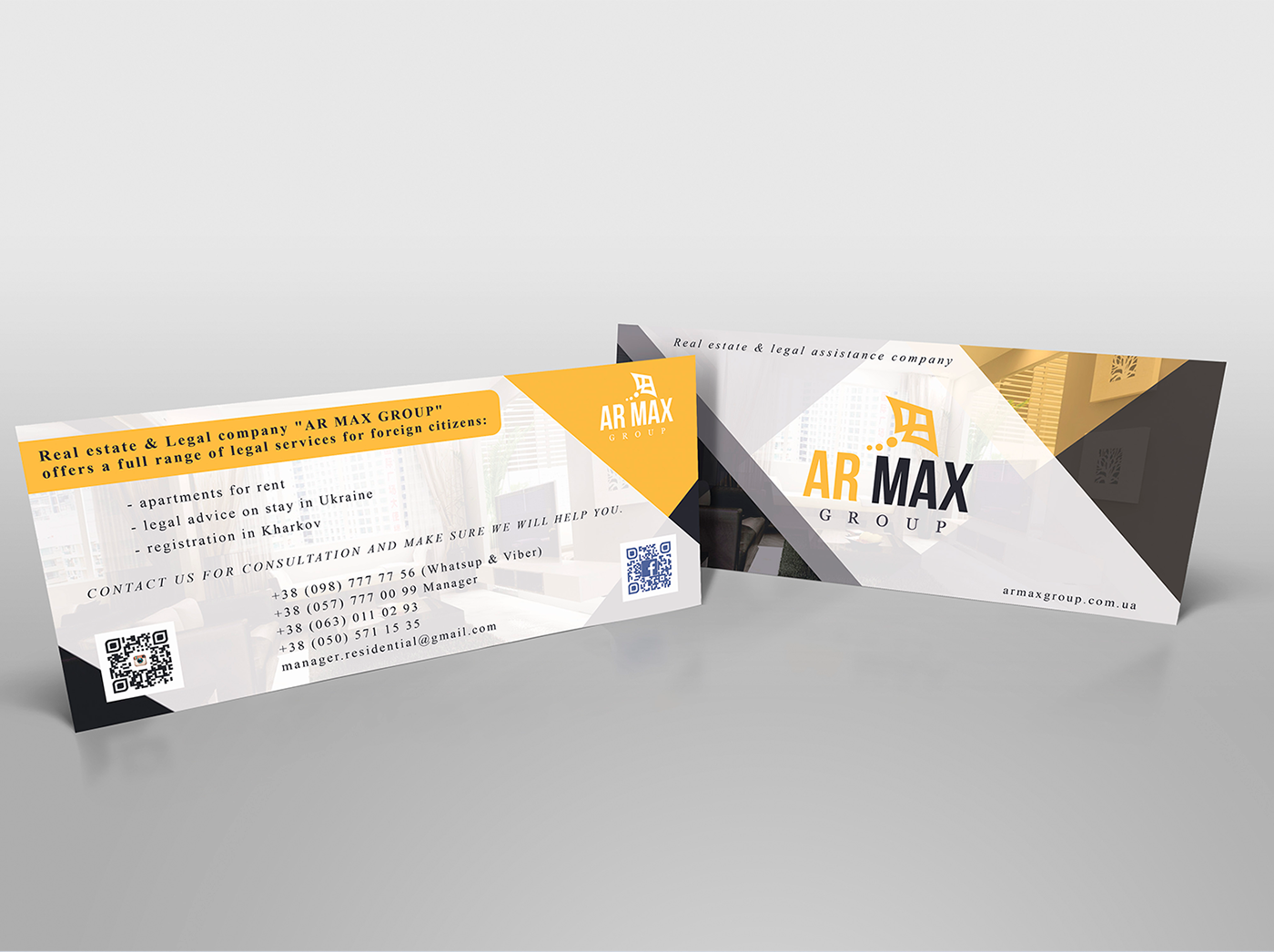 logo business card company services real estate legal assistance brending kharkov flyer yellow card black